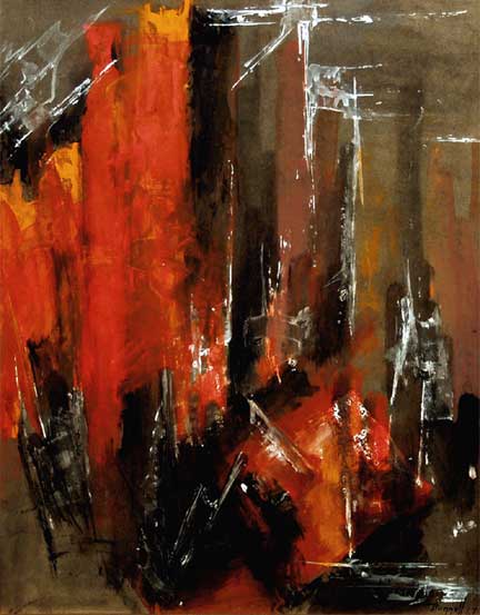 Untitled (Abstract in Orange, Black), Oil Painting, 1967