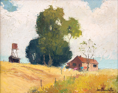 Untitled (Barn and Silo, California), Oil Painting, circa 1955