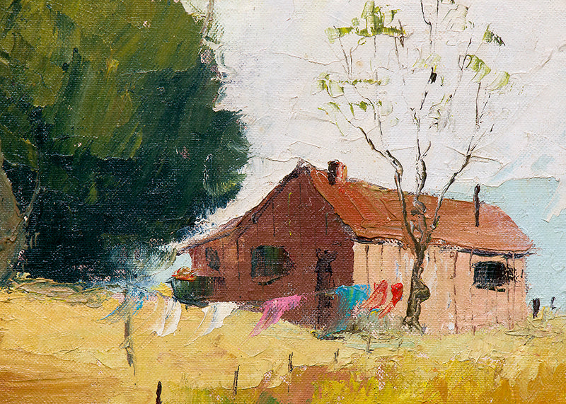 Untitled (Barn and Silo, California), Oil Painting, circa 1955