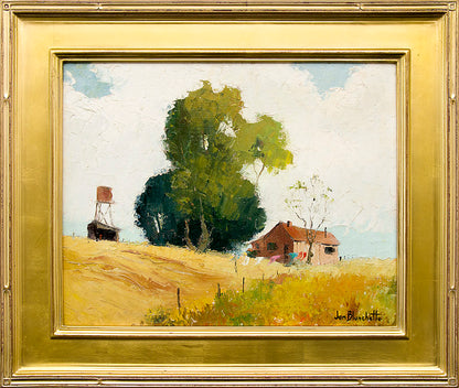 Untitled (Barn and Silo, California), Oil Painting, circa 1955