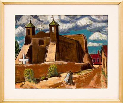 Untitled (Rancho de Taos Church in New Mexico), Oil Painting, circa 1940