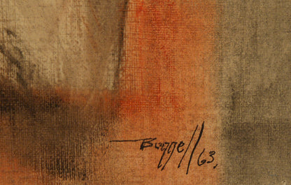 Untitled (Abstract in Gray, White, Orange, Red, Yellow and Black ), Oil Painting, 1963