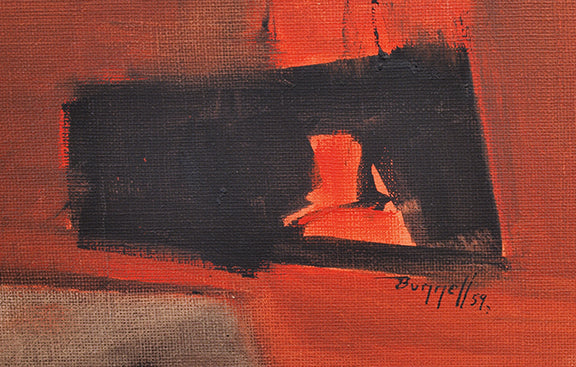 Untitled (Abstract in Orange, Black and Gray), Oil Painting, 1959