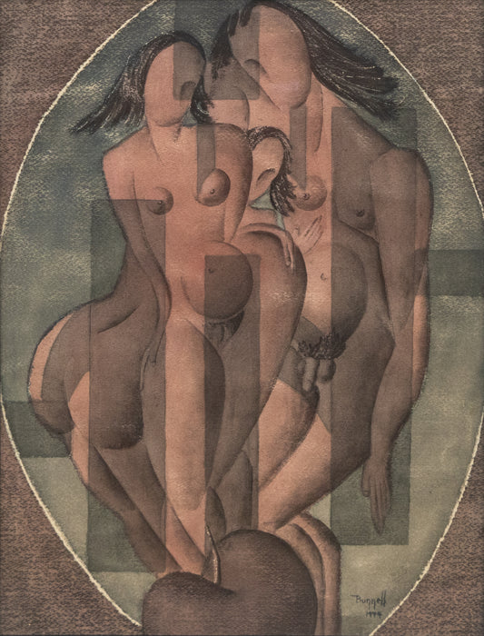 Adam and Eve and Lilith, Gouache Painting, 1944