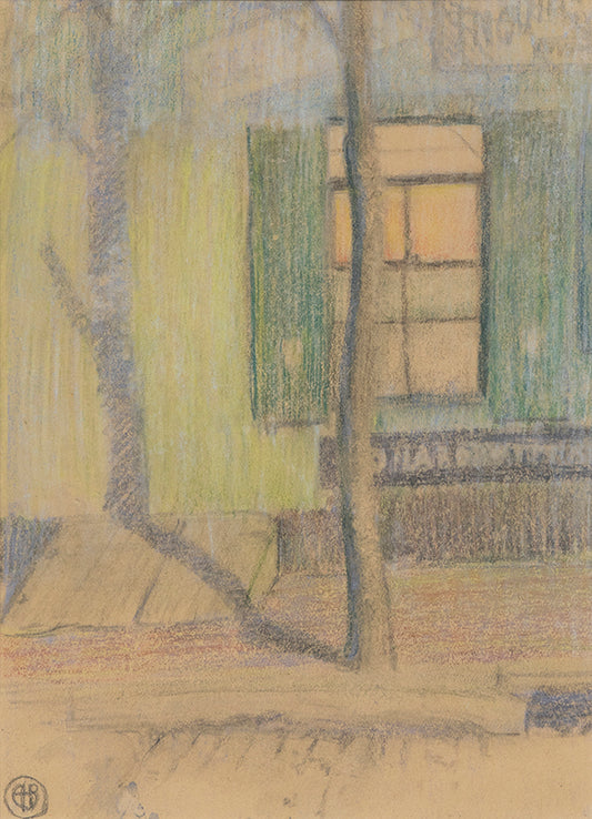 Untitled (Exterior with Tree), Pastel Drawing, circa 1915