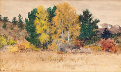 Untitled (Trees in Autumn, Colorado), Mixed Media Painting, circa 1900