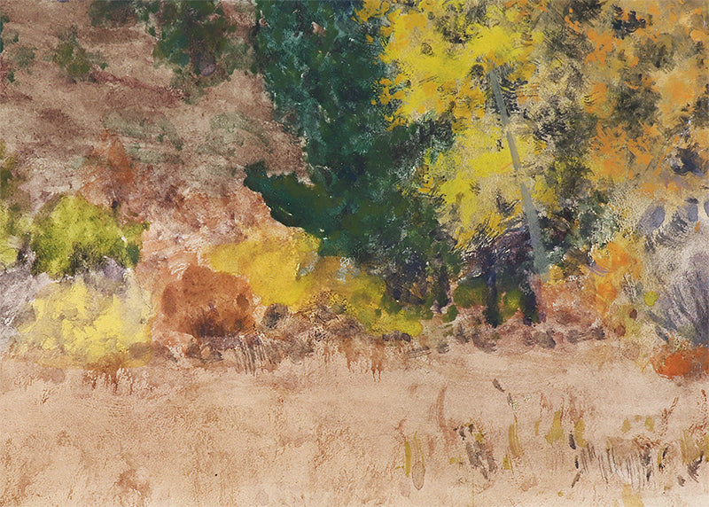 Untitled (Trees in Autumn, Colorado), Mixed Media Painting, circa 1900