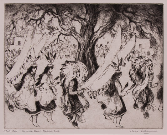 Comanche Dance, Ildefonso Pueblo (Artists Proof, edition of 50), Etching Print, 1983