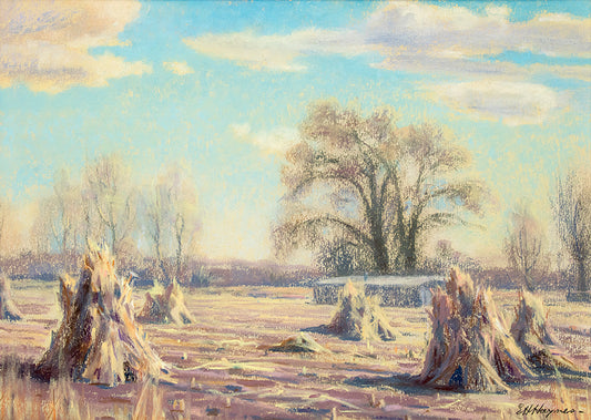 Untitled (Haystacks, Colorado), Pastel Drawing, circa 1940