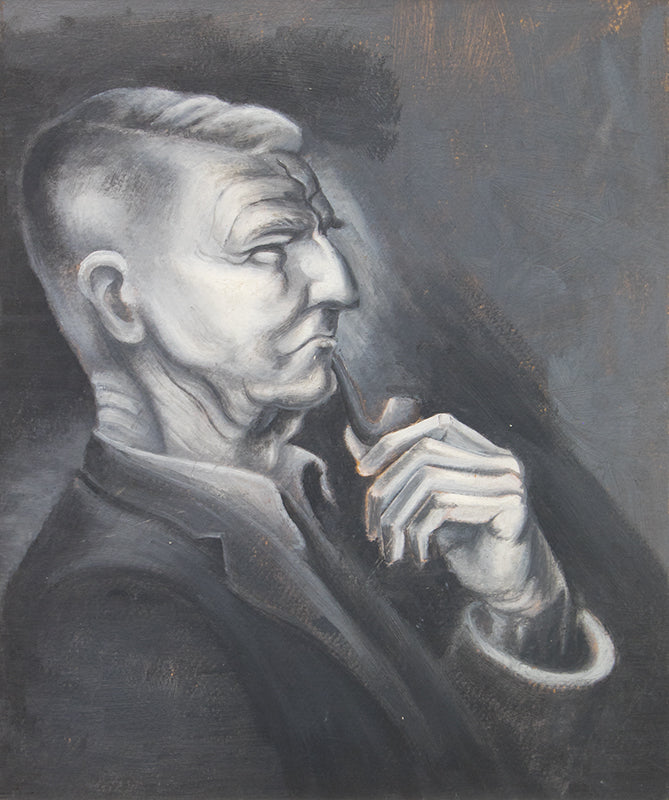 Untitled (Portrait of a Man with Pipe), Oil Painting, circa 1952