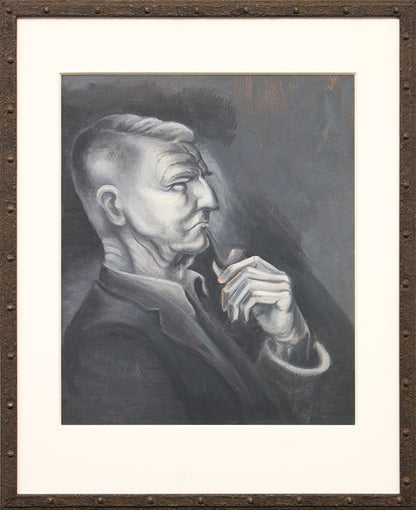 Untitled (Portrait of a Man with Pipe), Oil Painting, circa 1952