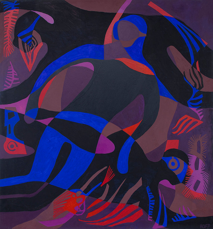 Dark Divers, Mixed Media Painting, circa 1985