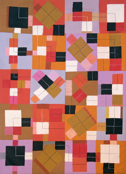 Squared Line, Mixed Media Painting, circa 1970