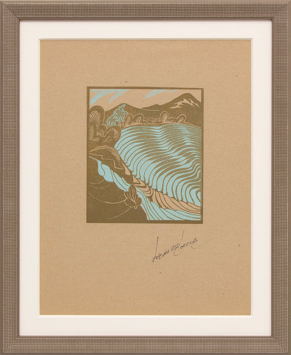 Pirouetting Paddies, Rice Terraces, Woodcut (Woodblock) Print