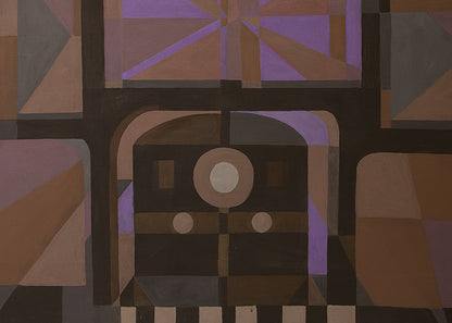 Quiet Station (Train), Mixed Media Painting, 1974