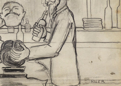 Untitled (Barber Shop, Paris), Graphite Drawing, circa 1925