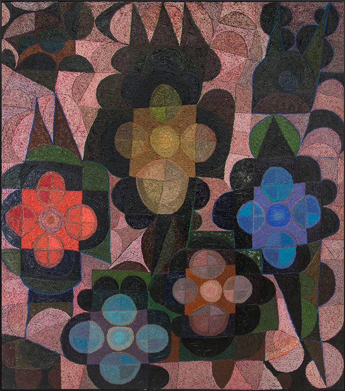 Floating Shapes, Oil Painting, 1985