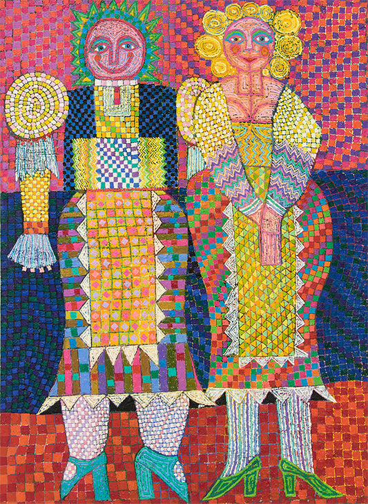 Edward Marecak (1919-1993) artwork for sale. Two Slavic Ladies, Oil Painting, 1989