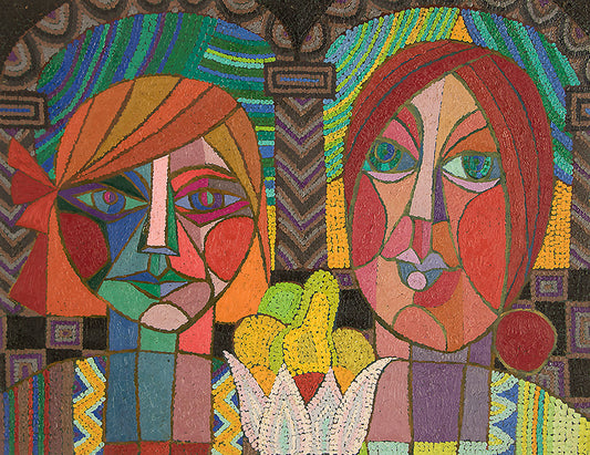 Two Mysterious Ladies, Oil Painting, 1985