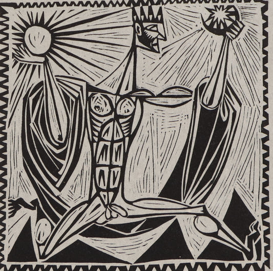 Apollo and the Sun, Woodcut (Woodblock) Print