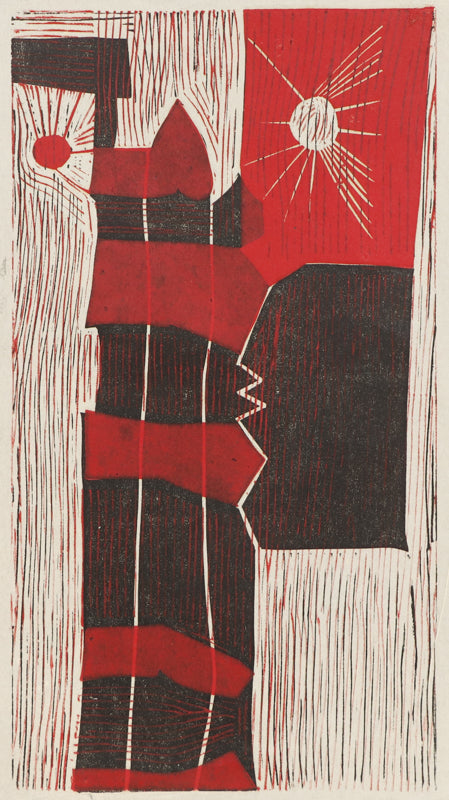 Edward Marecak (1919-1993) artwork for sale. Untitled (Red Suns), Woodcut (Woodblock) Print, circa 1940-1970