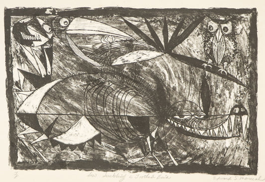 Edward Marecak (1919-1993) artwork for sale. Sow Suckling a Toothed Bird, Lithograph Print