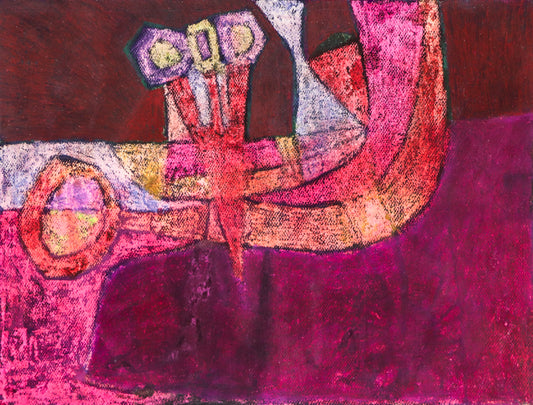 Still Life With Flowers, Mixed Media Drawing, 1960s