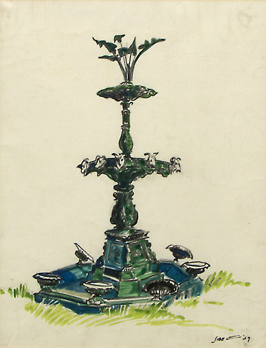 Untitled (Fountain), Mixed Media Painting, 1939