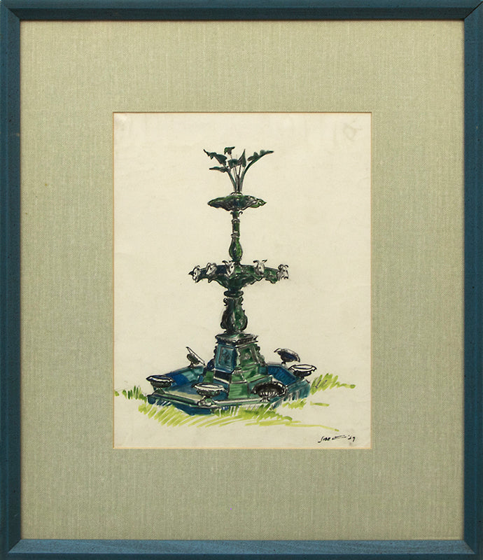 Untitled (Fountain), Mixed Media Painting, 1939