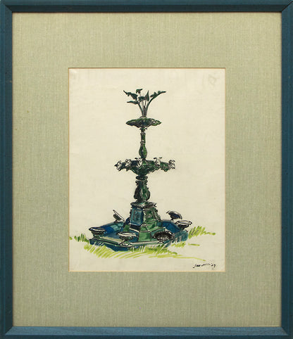 Untitled (Fountain), Mixed Media Painting, 1939