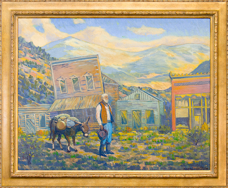 Ghost Town (Mountain Landscape with a Prospector), Oil Painting, 1963