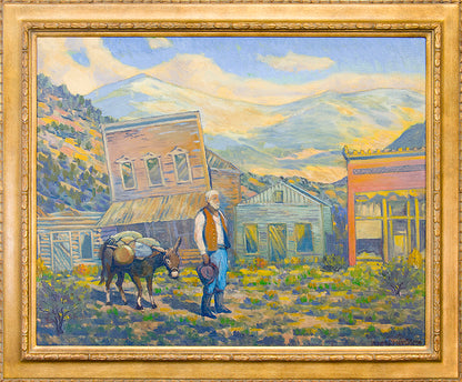 Ghost Town (Mountain Landscape with a Prospector), Oil Painting, 1963