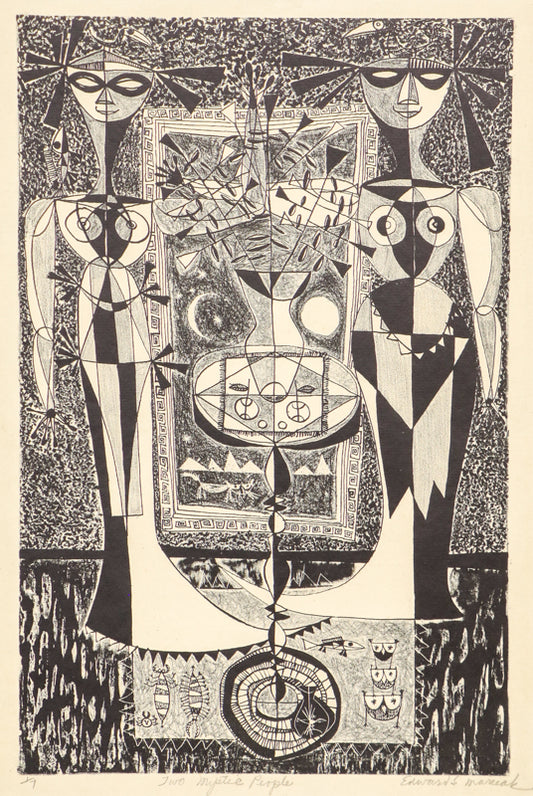 Edward Marecak (1919-1993) artwork for sale. Two Mystic People, Lithograph Print