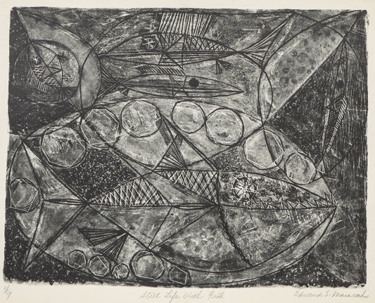 Edward Marecak (1919-1993) artwork for sale. Still Life with Fish #2, Lithograph Print, circa 1940-1970