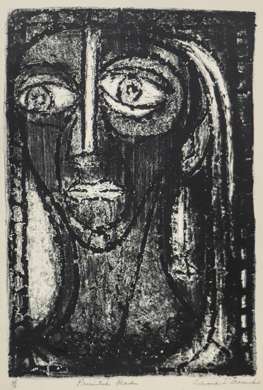 Edward Marecak (1919-1993) artwork for sale. Primitive Head, Lithograph Print