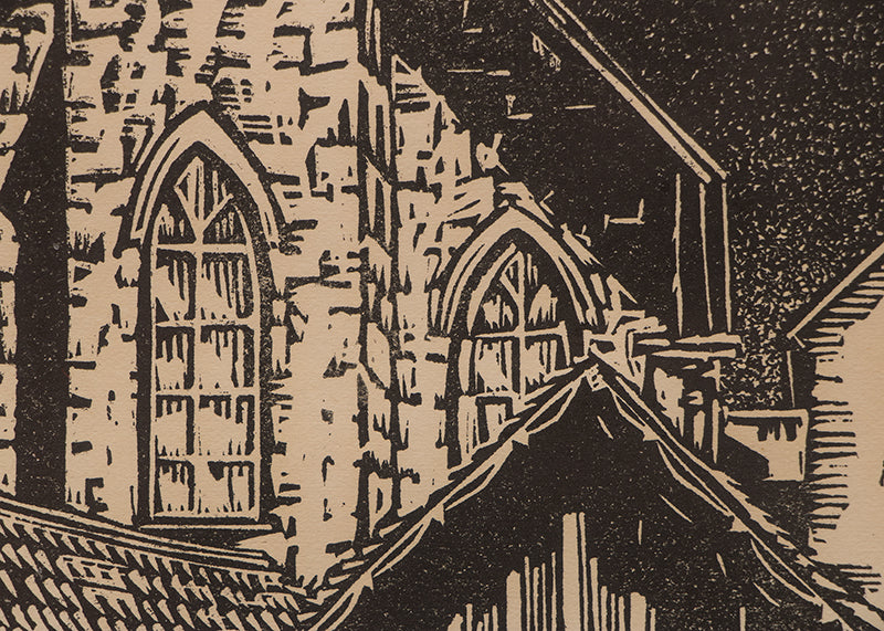 Old Church, Central City Colorado (12/50), Woodcut (Woodblock) Print, 1934