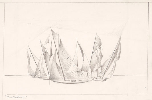 Penetrations (Sailboats), Graphite Drawing, circa 1932-36