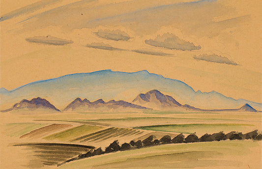 Sandia Mountains, New Mexico, Watercolor Painting, circa 1927