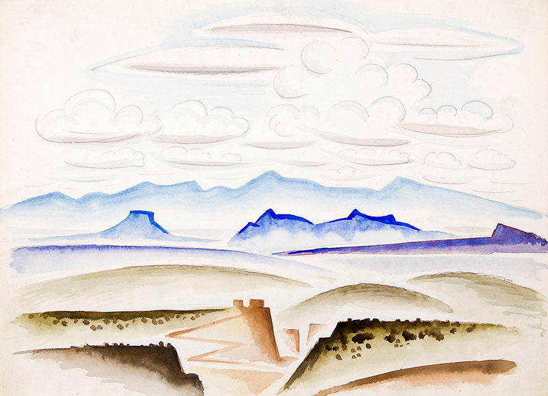 Northern New Mexico Landscape, Watercolor Painting, circa 1927