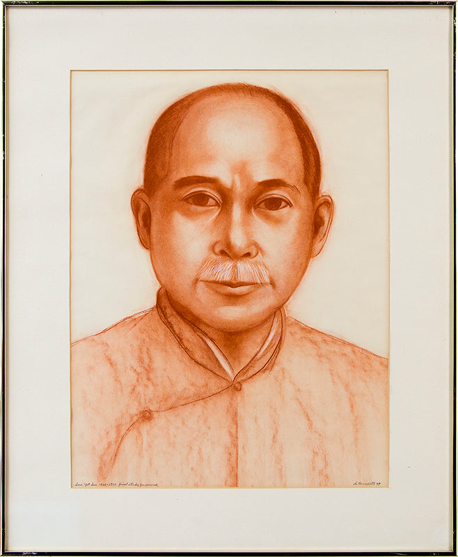 Sun Yat Sen 1866-1925-Final Study for "Justice Through the Ages, Colorado" mural, Charcoal Drawing, 1977