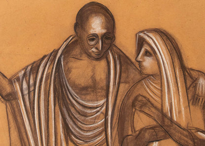 Mahatma Ghandi (Study for "Justice Through the Ages, Colorado" mural), Mixed Media Drawing, 1977