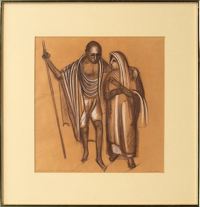 Mahatma Ghandi (Study for "Justice Through the Ages, Colorado" mural), Mixed Media Drawing, 1977