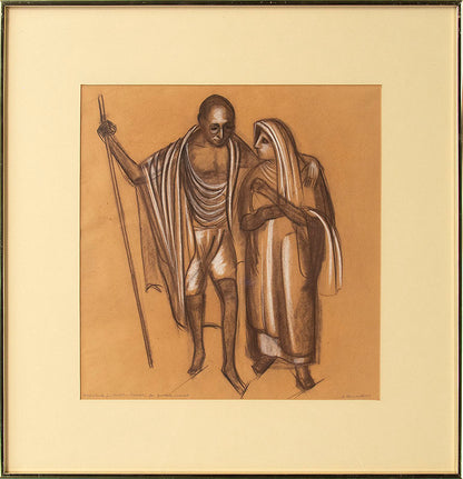 Mahatma Ghandi (Study for "Justice Through the Ages, Colorado" mural), Mixed Media Drawing, 1977