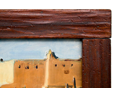 Untitled (Native Figures Standing at Taos Pueblo), Oil Painting