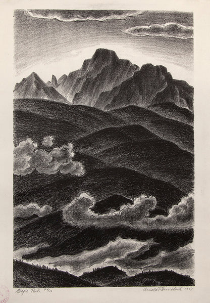 Magic Peak (Colorado Mountain Landscape with Clouds), Lithograph Print, 1937