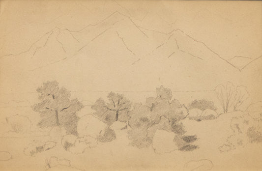 Charles Partridge Adams (1858-1942) artwork for sale. Untitled (Sketch of Mountains and Scrub), Graphite Drawing, circa 1910