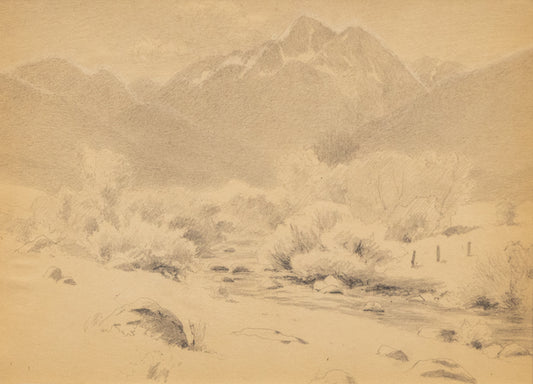 Charles Partridge Adams (1858-1942) artwork for sale. Untitled (Colorado Mountain with Creek Bed), Graphite Drawing, circa 1910