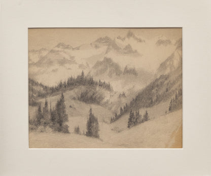 Untitled (Wetterhorn Peak, Colorado. Near Ouray), Graphite Drawing, circa 1910