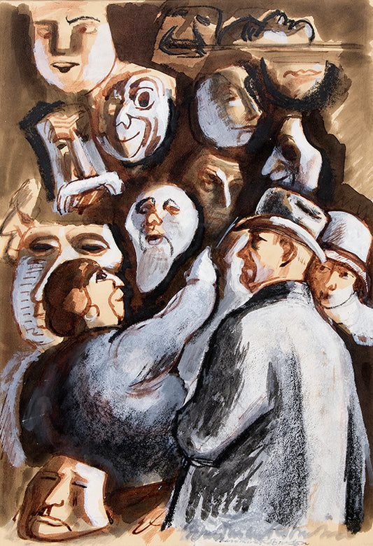 The Vendor of Masques, Gouache Painting, circa 1930