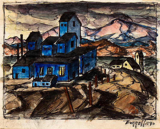 Untitled (Cripple Creek or Victor mine, Colorado), Watercolor Painting, 1940